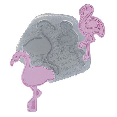 Molde de  Silicone 156 - Dupla de Flamingos Médios
