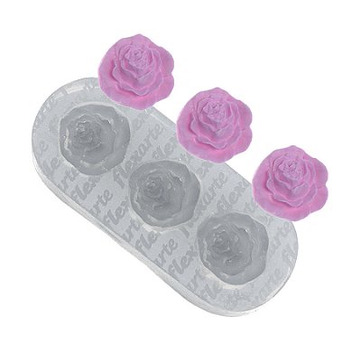 Molde de  Silicone 162 - Trio de Rosinhas Halle Médias