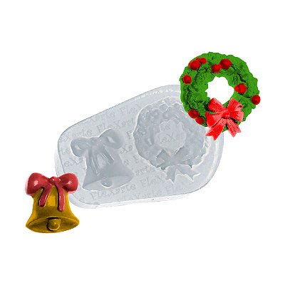 Molde de  Silicone 169 - Guirlanda de Natal + Sino  Flexarte