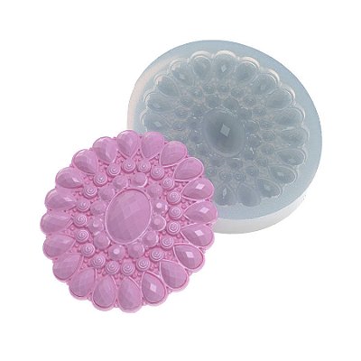 Molde de  Silicone 340 - Medalhão de Jóias Oval Gd 1