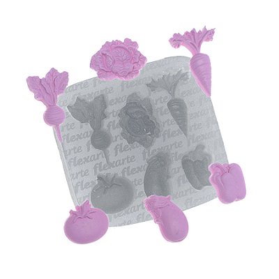 Molde de  Silicone 394 - Vegetais Cenoura + Beringela + Pimentão