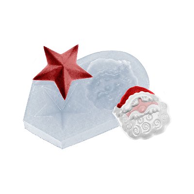 Molde de  Silicone 460 - Estrela + Papai Noel