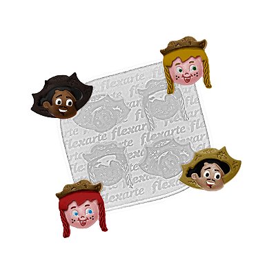 Molde de  Silicone 559 - Casal Caipira - Festa Junina