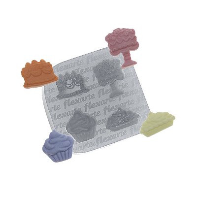 Molde de  Silicone 577 - Quarteto de Sobremesas - Bolinhos