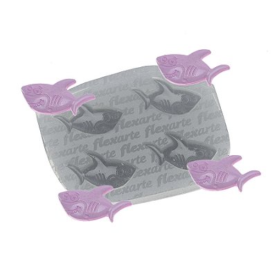 Molde de  Silicone 595 - Quarteto de Mini Tubarões