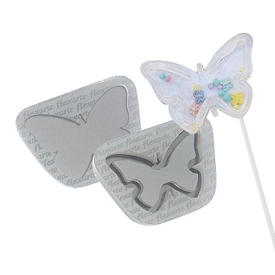 Molde de  Silicone 605 - Pirulito Borboleta Chocalho
