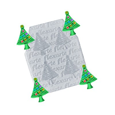 Molde de  Silicone 641 - Quarteto de Árvore de Natal Pequena