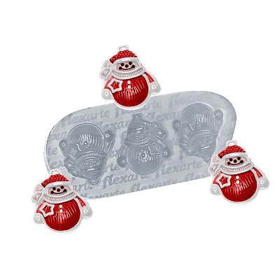 Molde de  Silicone 642 - Trio de Bonecos de Neve Pequenos