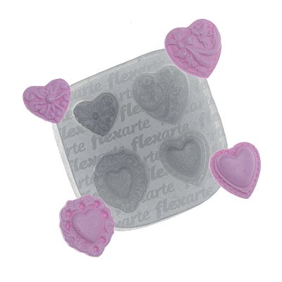 Molde de  Silicone 654 - Quarteto de Corações Pequenos