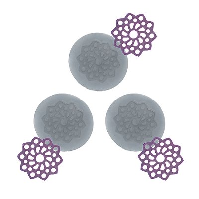 Molde de  Silicone 769 - Trio de Mini Rendas Rowena Redonda