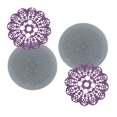 Molde de  Silicone 772 - Dupla de Mini Rendas Kristen Redonda
