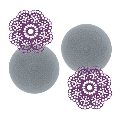 Molde de  Silicone 774 - Dupla de Mini Rendas Harriett Redonda