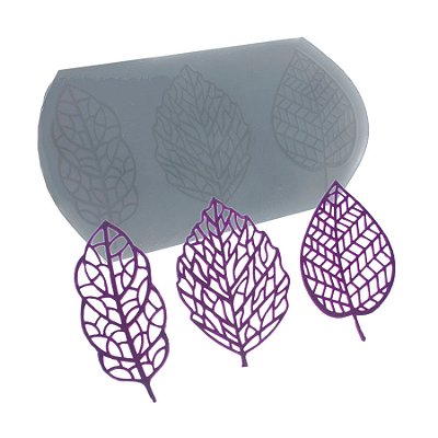 Molde de  Silicone 777 - Trio de Rendas de Folhas Pequenas