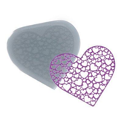 Molde de  Silicone 782 - Renda de Coração Beryl Médio