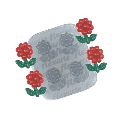 Molde de  Silicone 800 - Quarteto de Mini Florzinhas Chrystal
