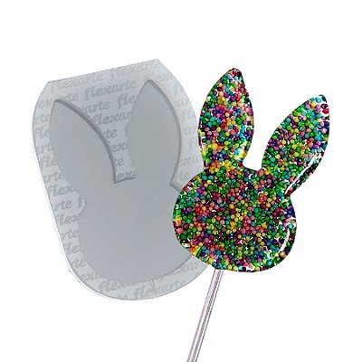Molde de  Silicone 824 - Pirulito de Cristal Cabeça de Coelho 7 Cm