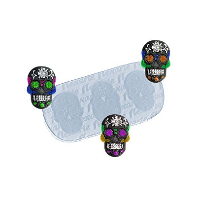 Molde de  Silicone 877 - Trio de Caveiras Catrina - Halloween