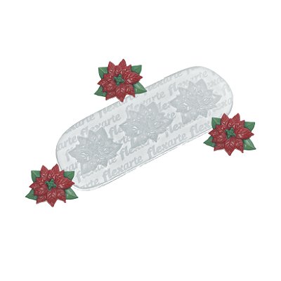 Molde de  Silicone 890 -  Trio de Florzinhas de Natal - Poinsétia