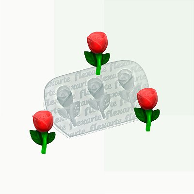 Molde de  Silicone 898 - Trio de Rosinhas Madelyn