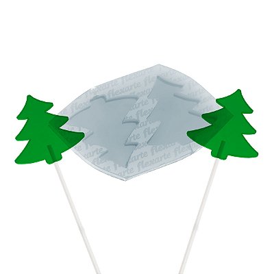 Molde de  Silicone 906 - Dupla de Pirulito / Mexedor Árvore de Natal 4cm