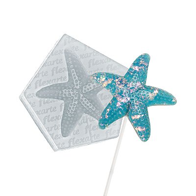 Molde de  Silicone 914 - Pirulito Estrela do Mar 5cm - Fundo do Mar