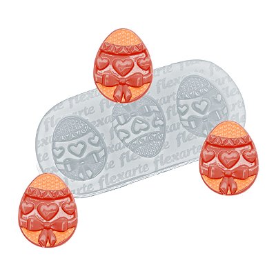 Molde de  Silicone 927 - Trio de Ovos Silver de Páscoa