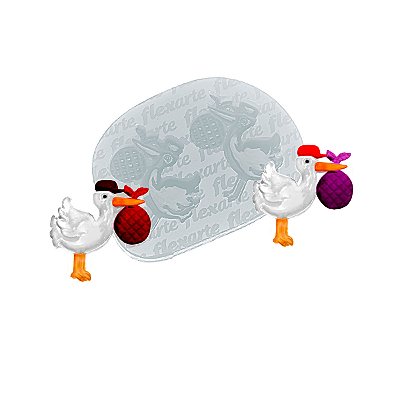Molde de  Silicone 939 - Dupla de Cegonha com Bebê