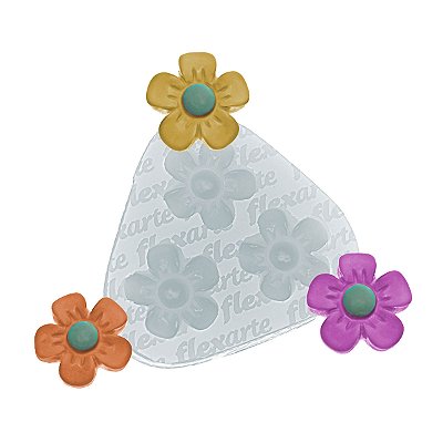 Molde de  Silicone 941 - Trio de Florzinhas Reyna