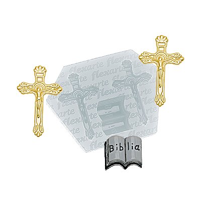 Molde de  Silicone 948 - Par de Cruzes Médias + Bíblia