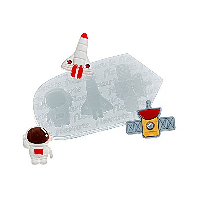 Molde de  Silicone 951 - Espacial Satélite + Astronauta + Foguete