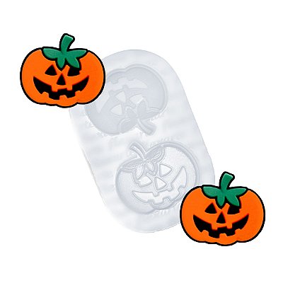 Molde de  Silicone 972 - Dupla de Abóboras Chatas de Halloween 3,5cm