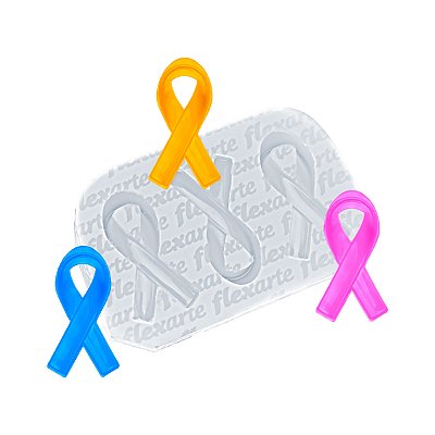 Molde de  Silicone 982 - Trio de Outubro Rosa / Novembro Azul Médio 3cm