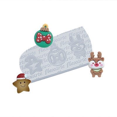 Molde de  Silicone 986 - Natal 1 - Rena + Bolinha + Estrela de Toca