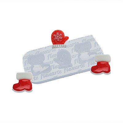 Molde de  Silicone 987 - Natal 2 - Par de Botinhas + Luvinha