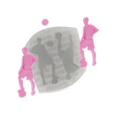 Molde de Silicone 1022 - Jogadores Futebol + Bola - Flexarte