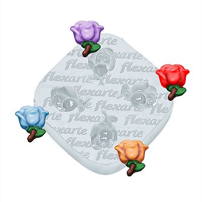 Molde de Silicone 490 - Quarteto Mini Rosinhas Myra Flexarte