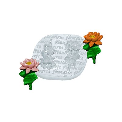 Molde de Silicone 492 - Dupla de Flores Latonya Peq flexarte