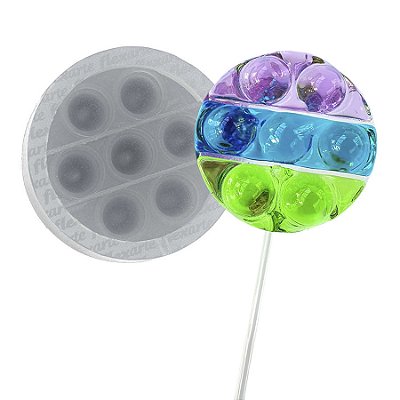 Molde De Silicone 687 - Pirulito Fidget 6cm Redondo Flexarte