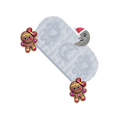 Molde de Silicone 988 - Natal 3 Gingerbread + Lua - Flexarte