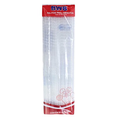 Palito p Pirulito Cristal G - 28cm - 50pçs Bwb - Flexarte