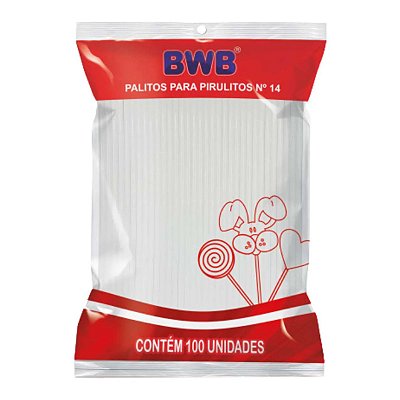 Palito p Pirulito Cristal M - 14cm - 100pçs Bwb - Flexarte
