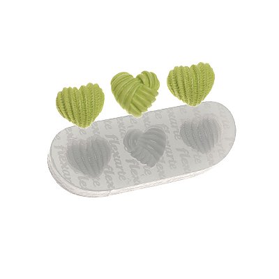 Molde de Silicone 1042 - Trio Corações Green 2cm - Flexarte