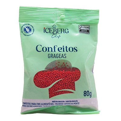 Confeitos Grageas Vermelho 80g - Iceberg Chef