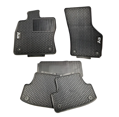Tapete Borracha Audi A3 2013 A 2021 Estilo Monster Mats - Escrita Branca