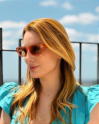 Óculos de Sol Retrô Laranja Transparente