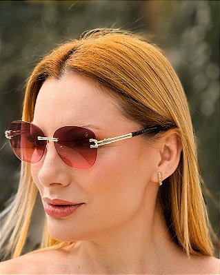 Óculos de Sol Sem Aro Rosa Roxo Degradê