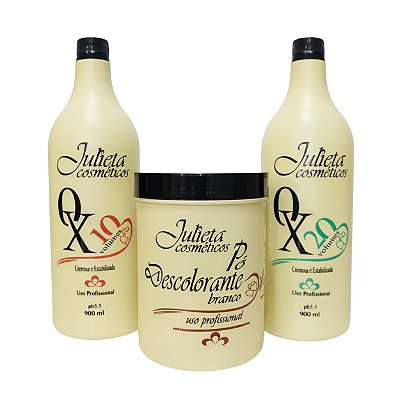 Kit OX 10 e 20 Volumes 900ml + Pó Descolorante 500g - Julieta Cosméticos