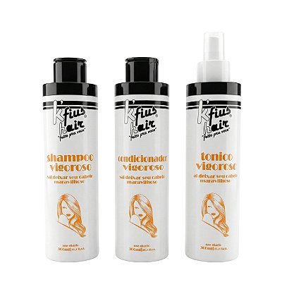 Shampoo 300ml + Condicionador 300ml + Tônico 300ml Vigoroso - K´Fius Hair