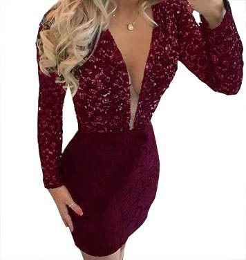 Vestido de Festa Justo Renda Manga Longa Tule Decote