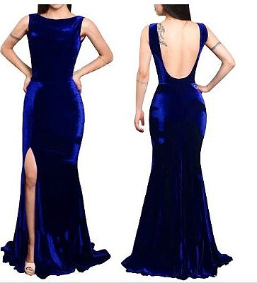 Vestido Festa Veludo Sereia Fenda madrinha casamento formatura